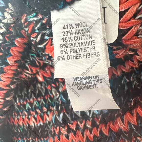 St. John Large Blue & Orange Woven Striped Sleeveless Sweater - Picture 6 of 6